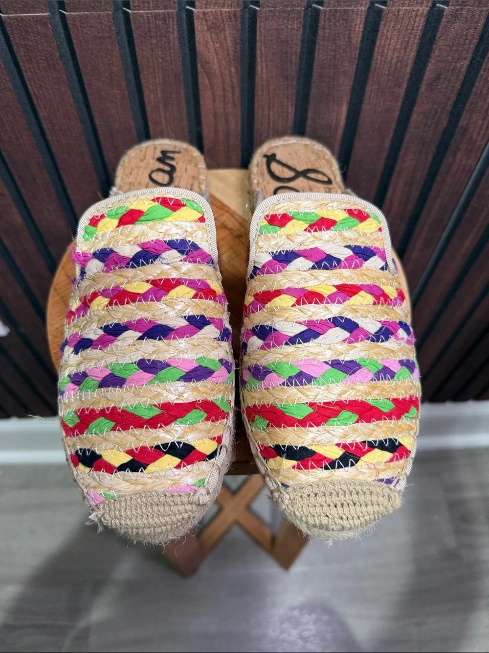 Sam Edelman Kerry Multicolor Woven Espadrille Mules Size 8.5